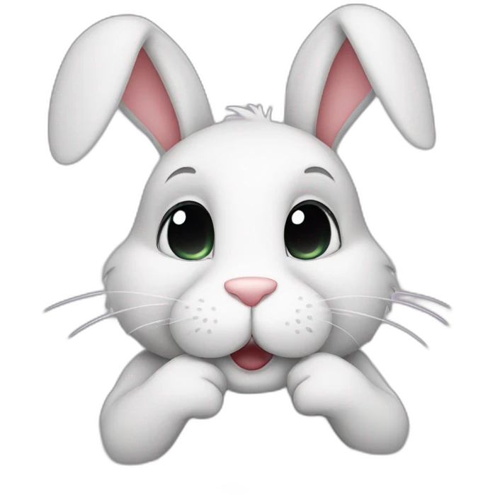 Bunny hand on mouth emoji
