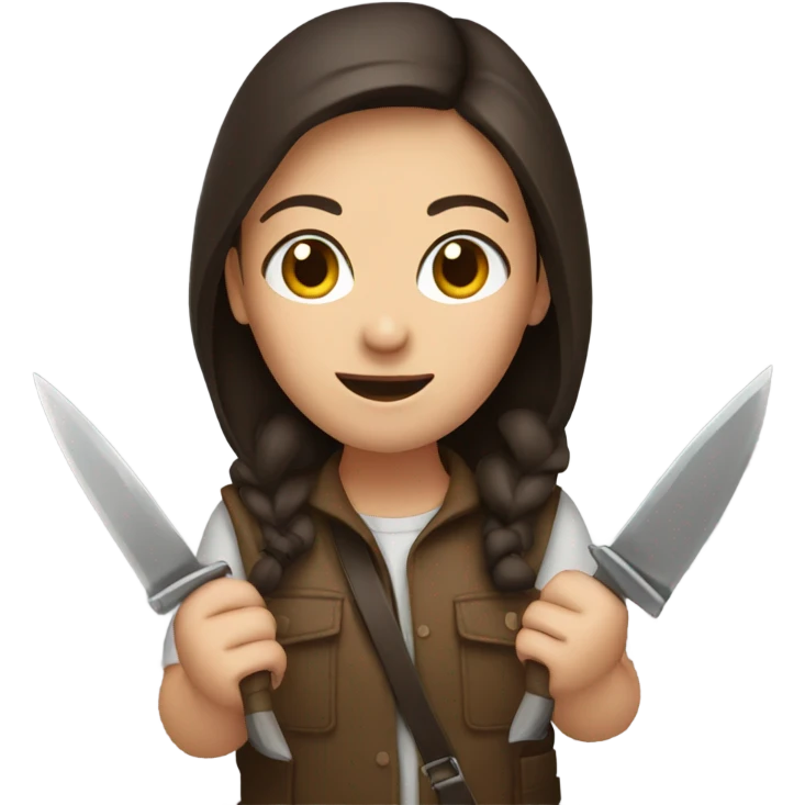 Brunette girl with knives emoji