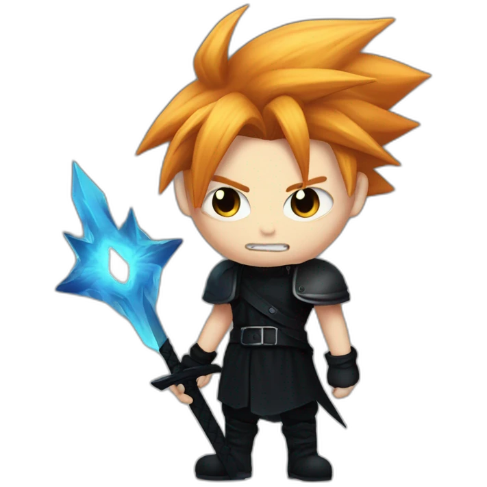 Ginger cloud strife with evil eye. Black clothes emoji