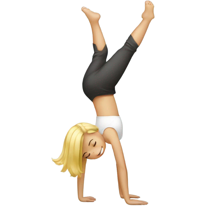 A blond girl who is doing a handstand emoji