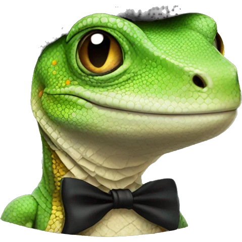 Lizard wearing a top hat emoji