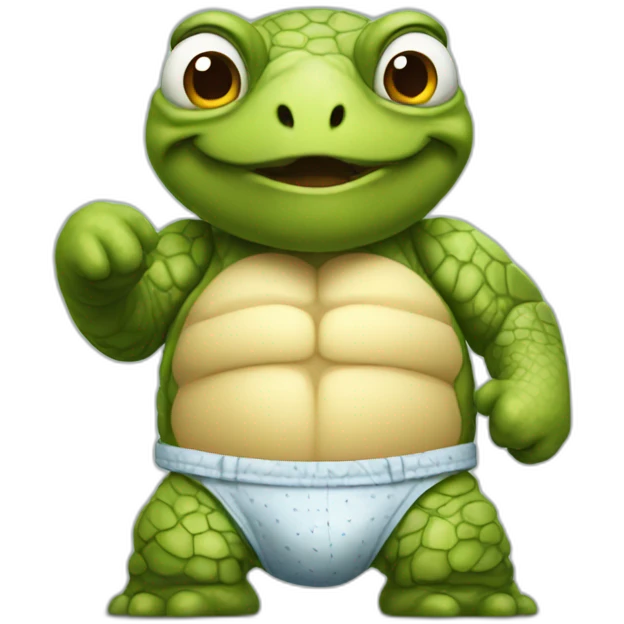 angry turtle in underpants hyperrealistic emoji