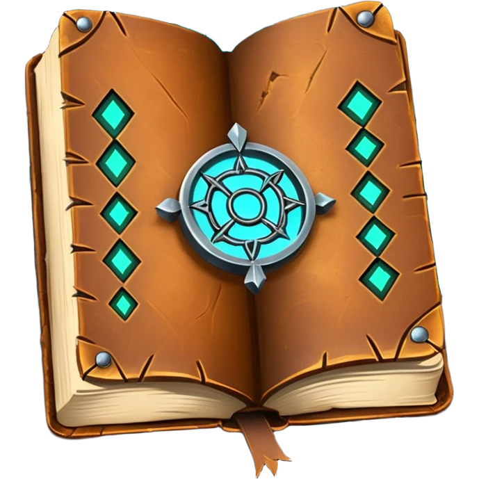 Spell Book – Old leather book with glowing runes and bookmarks emoji