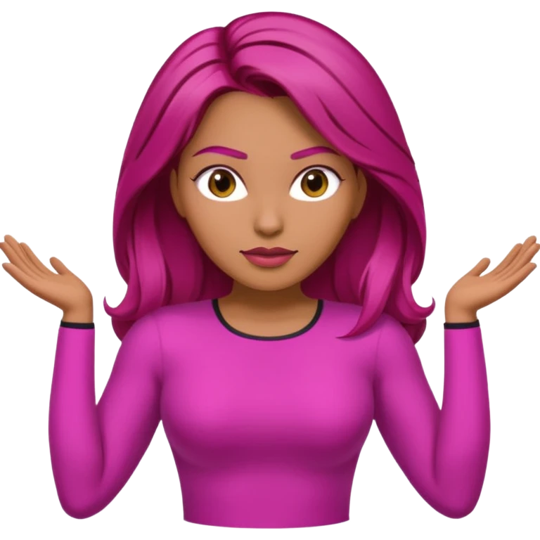 Latina superwoman with brown hair roots and fuchsia hair hands on hips emoji