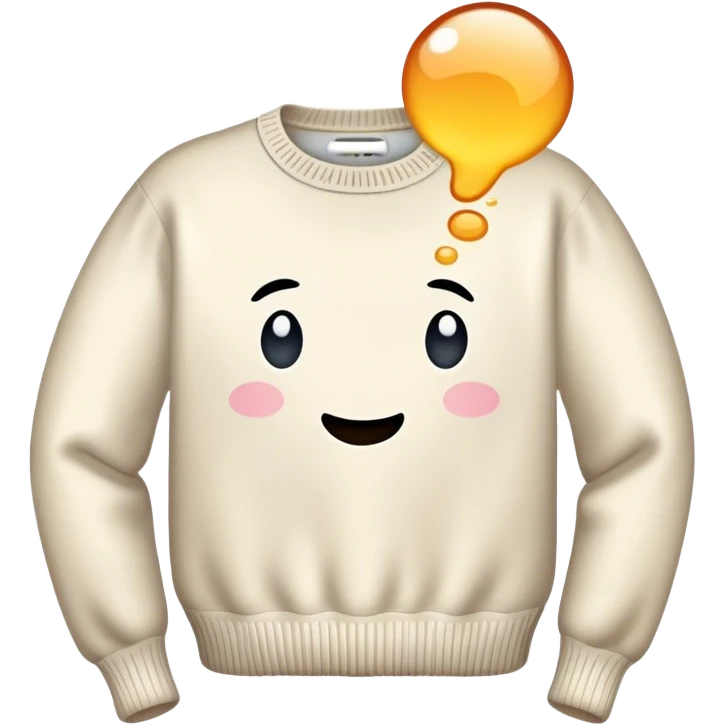 A thinking bubble that shows a white vintage sweater emoji
