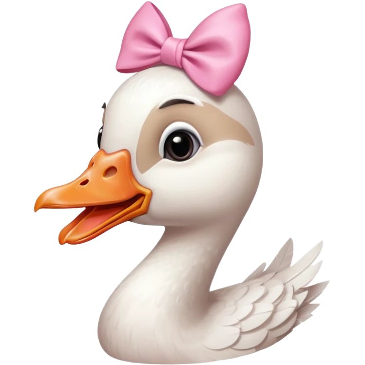 Silly goose wearing a pink bow and lipgloss emoji