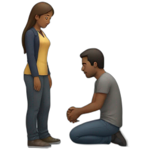 Woman on knees facing man emoji