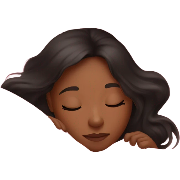 Pretty girl sleeping in pink sheets with brown skin and black hair  emoji