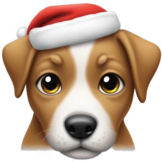 puppy wearing a Santa hat emoji