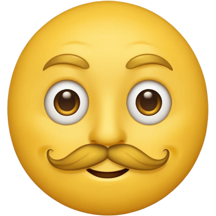 Mustache on a normal  yellow smiley with no dimple and more masculine expression  emoji