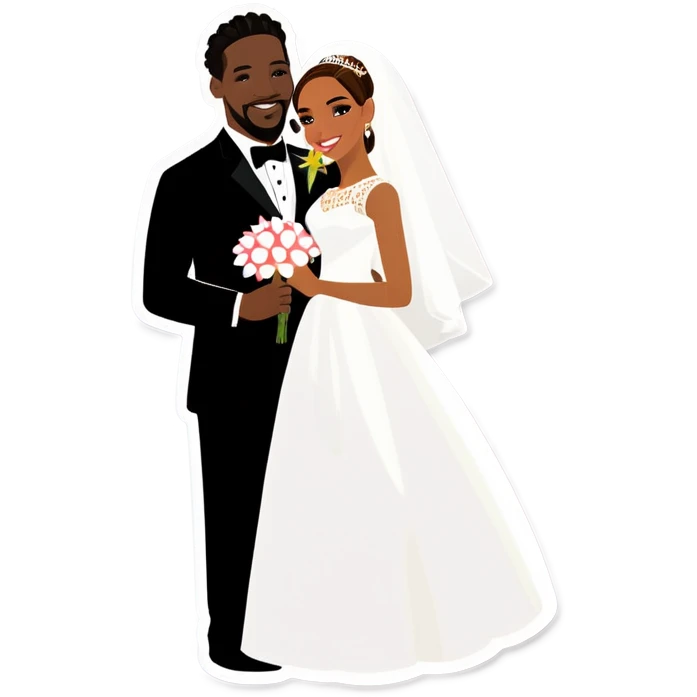 Jamaican wife Puerto Rican husband wedding realistic emoji