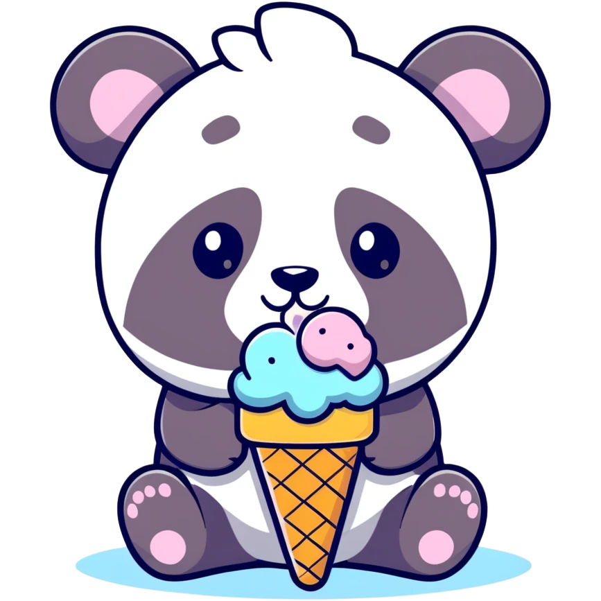 Panda eating ice cream emoji