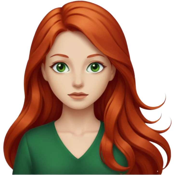 je veux un emoji femme rousse les yeux verts foncé et les cheveux plus longs  emoji