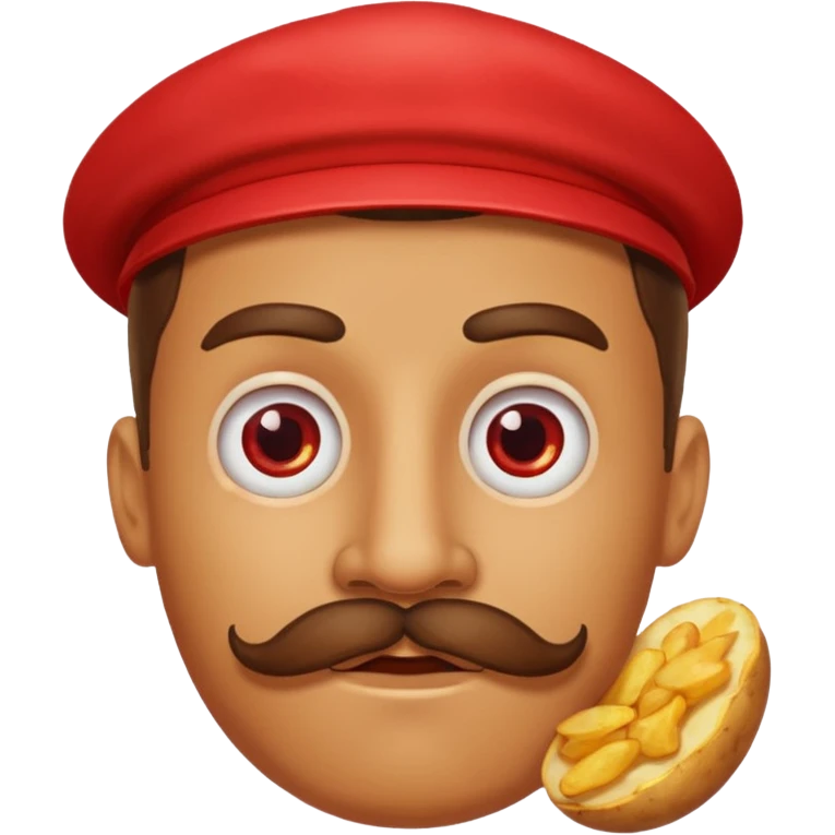 fried potato red pack with eyes and mustache emoji