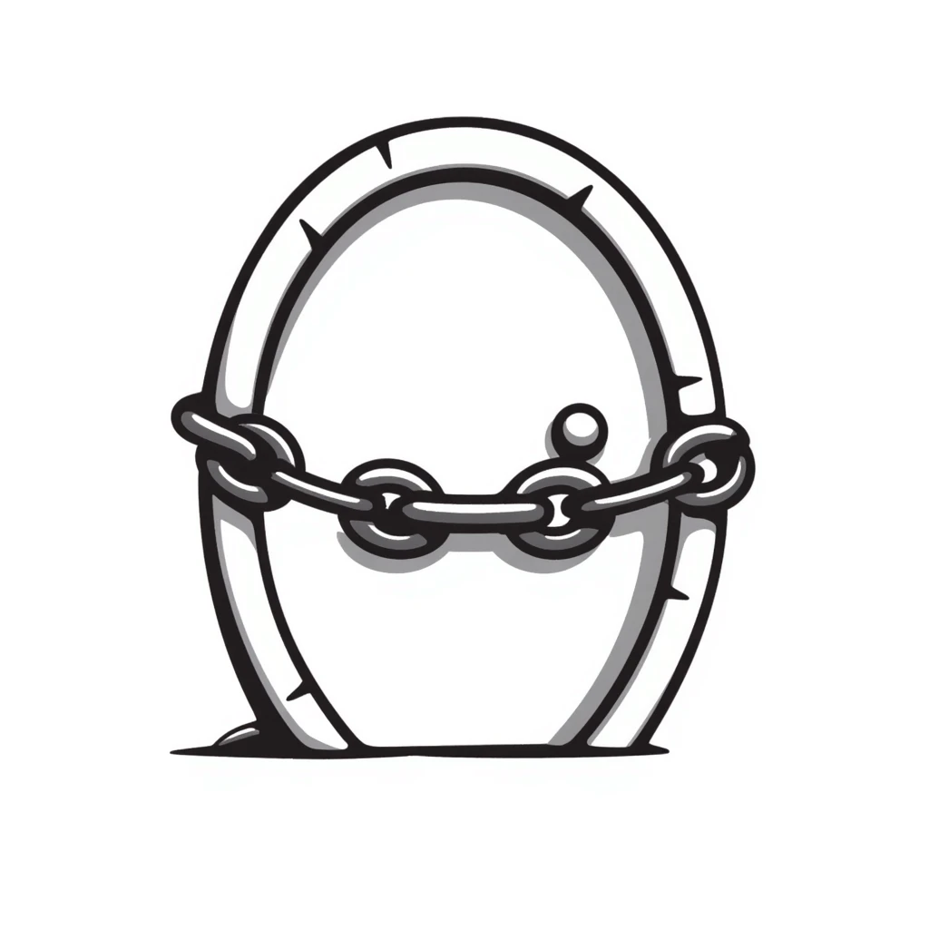 A chain lock wrapped around a circular door, securing it shut emoji