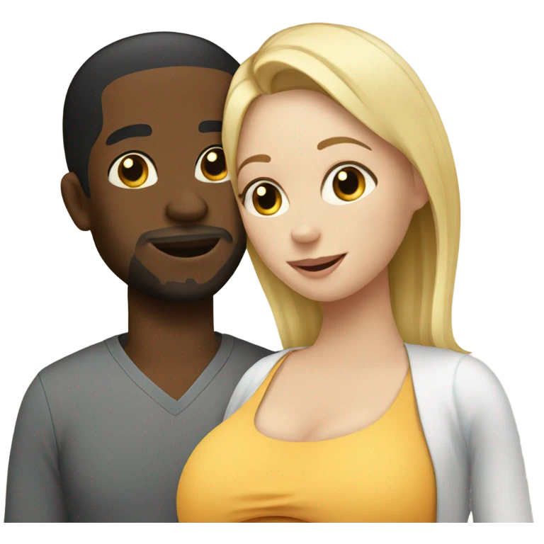 Blonde pregnant woman with black man emoji