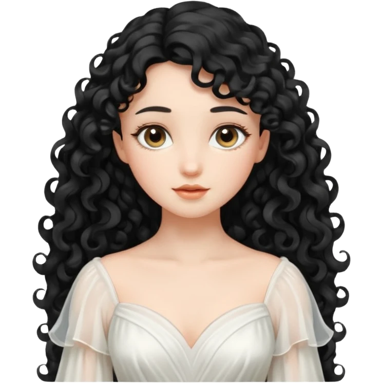 Gentle angel with long black curls and cloud background emoji