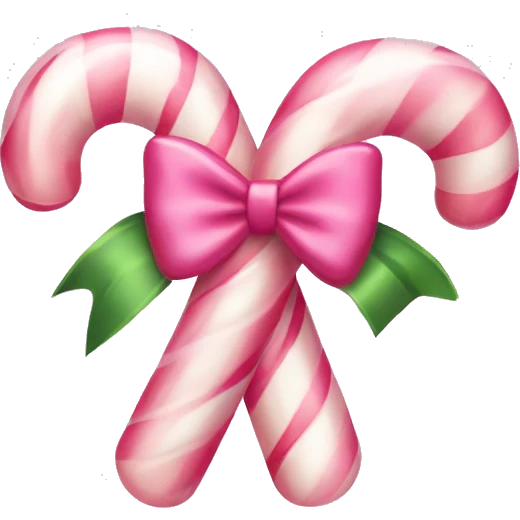 A light pink candy canes, with pink bow on it emoji
