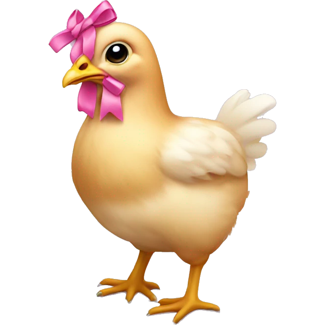 hen chick with pink bow on her head emoji