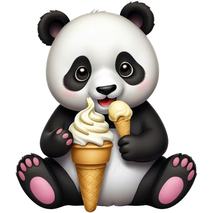 Panda eating ice cream emoji