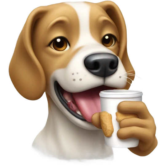 A dog licking a pup cup emoji