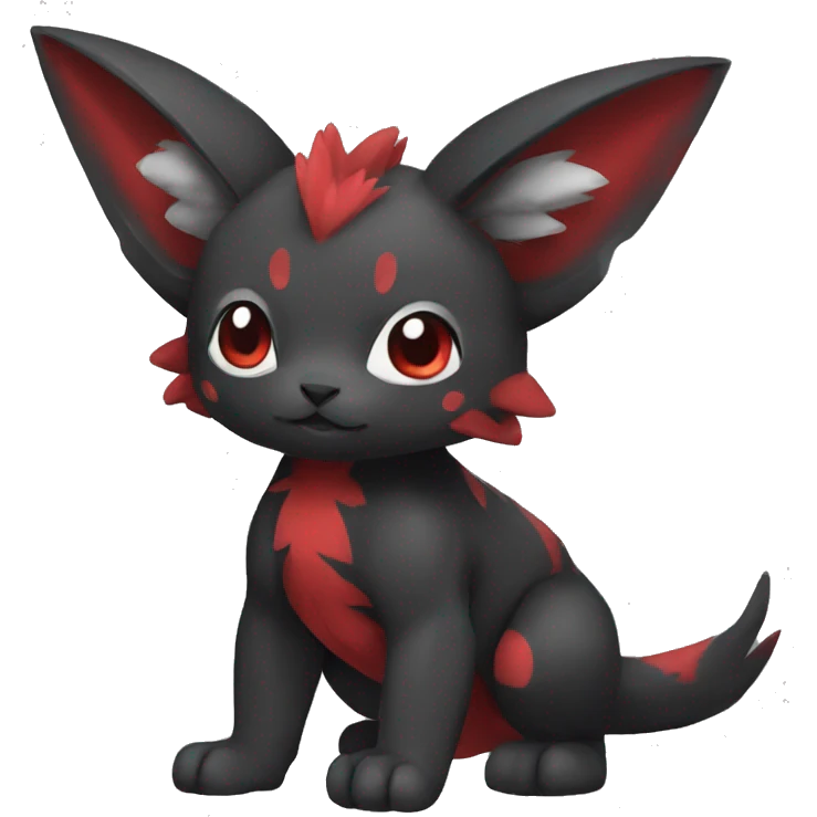 Cute cool black red animal hybrid Fakemon full body emoji