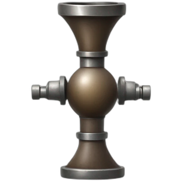 a pipe thats standing upright between 2 metal spheres emoji