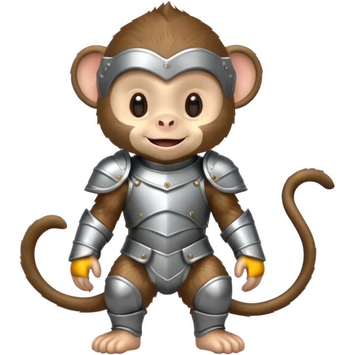 baby monkey in armor, full body, smile emoji