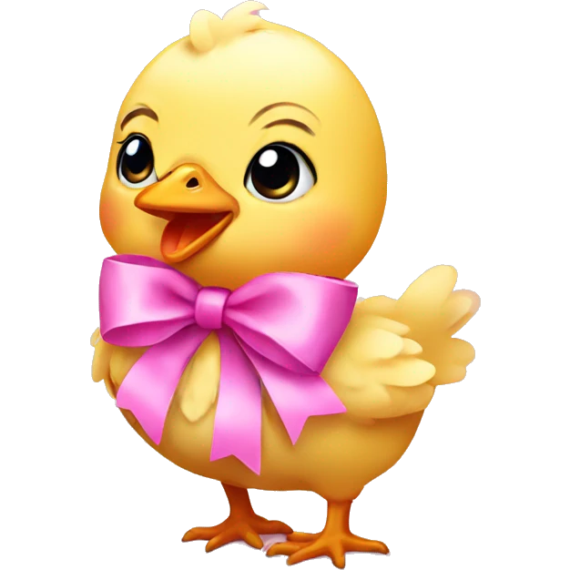 Baby chicken with pink bow emoji