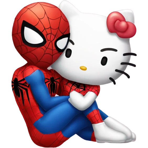 Hello kitty kissing spider man  emoji