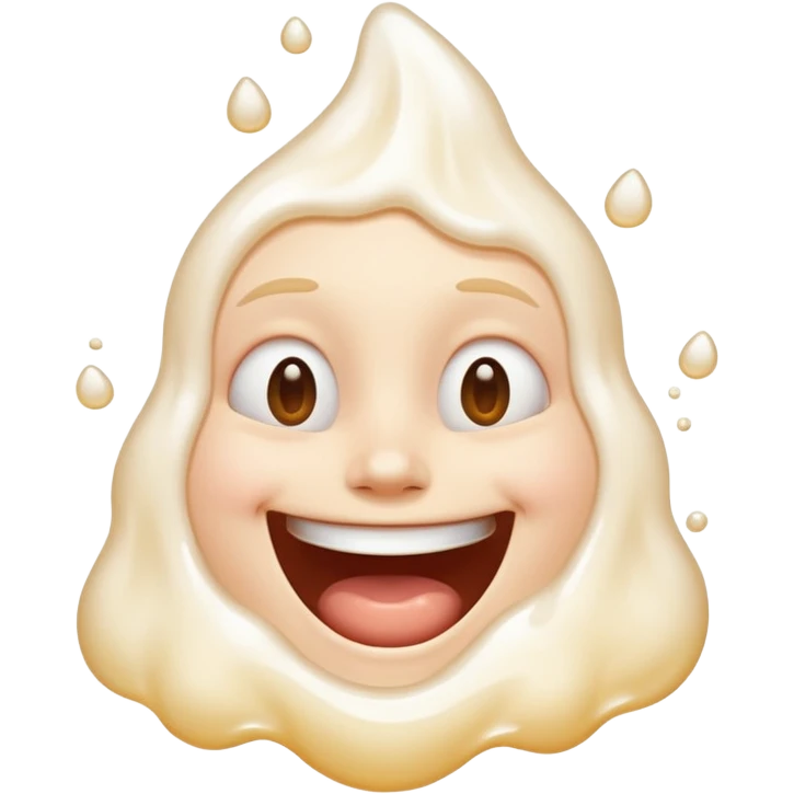 una faccina felice che si scioglie insieme a un liquido bianco emoji