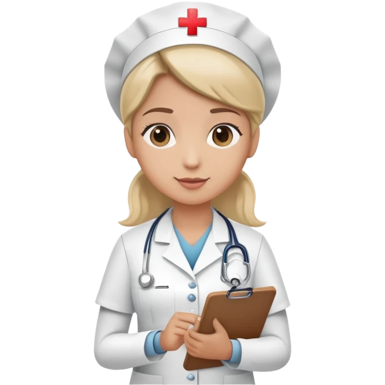 Nurse making hospital rounds, checking patients with clipboard emoji