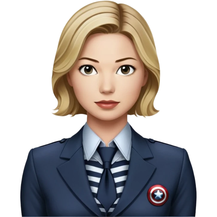 Emily VanCamp is sharon carter in captain america civil war, suit open button striped shirt emoji