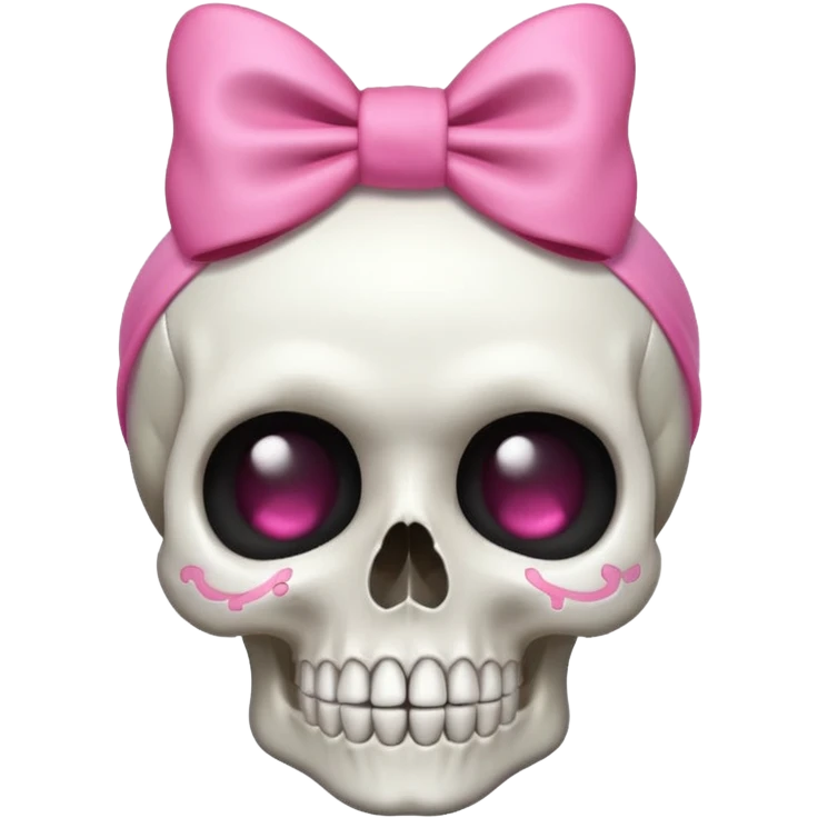 Cute skull with bow on head emoji