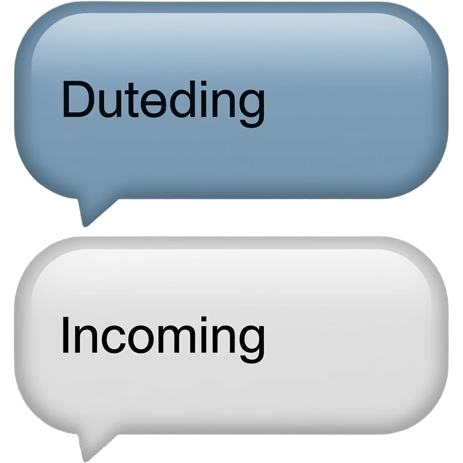 messaging app on iphone with muted blue-grey bubbles for the sender and light grey for the receiver emoji