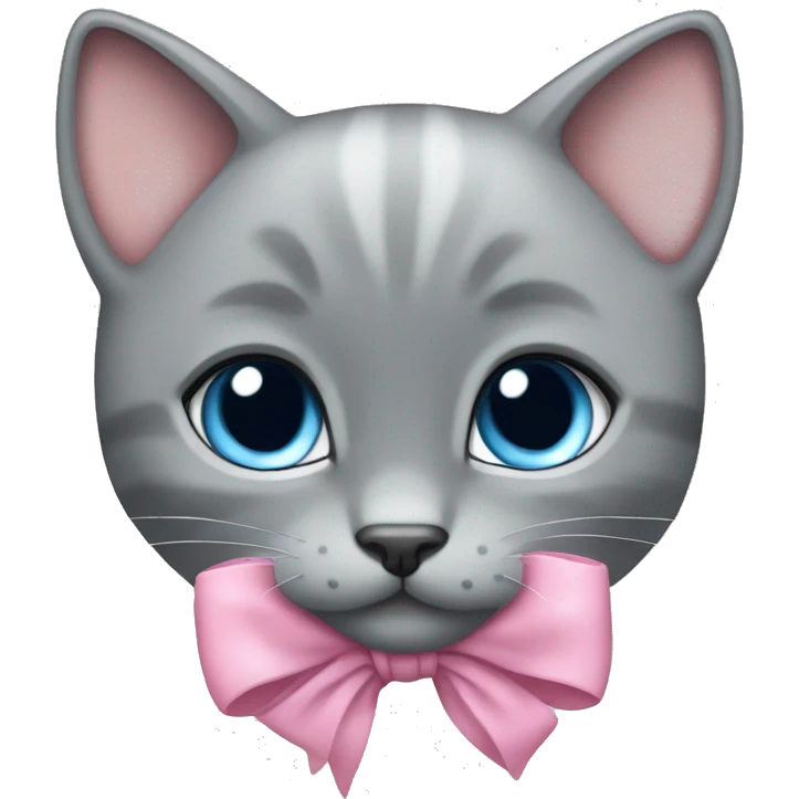 blue eyes grey kitten pink bow emoji