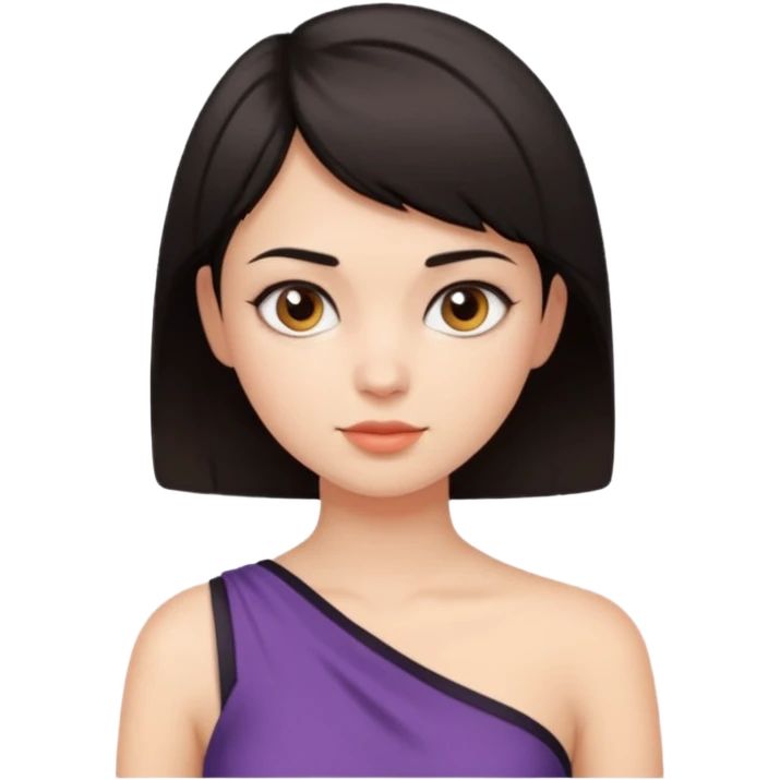 A girl with a short dark hair wearing a up shoulder top emoji