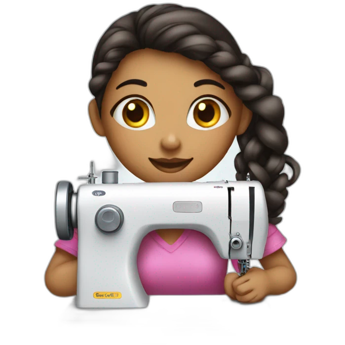 girl work in sewing machine emoji