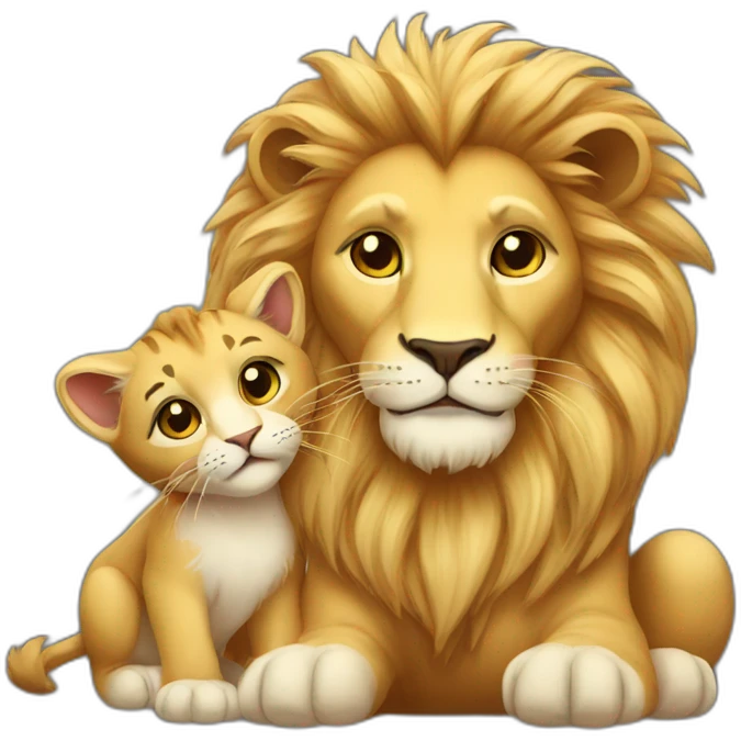 Lion with baby cat emoji