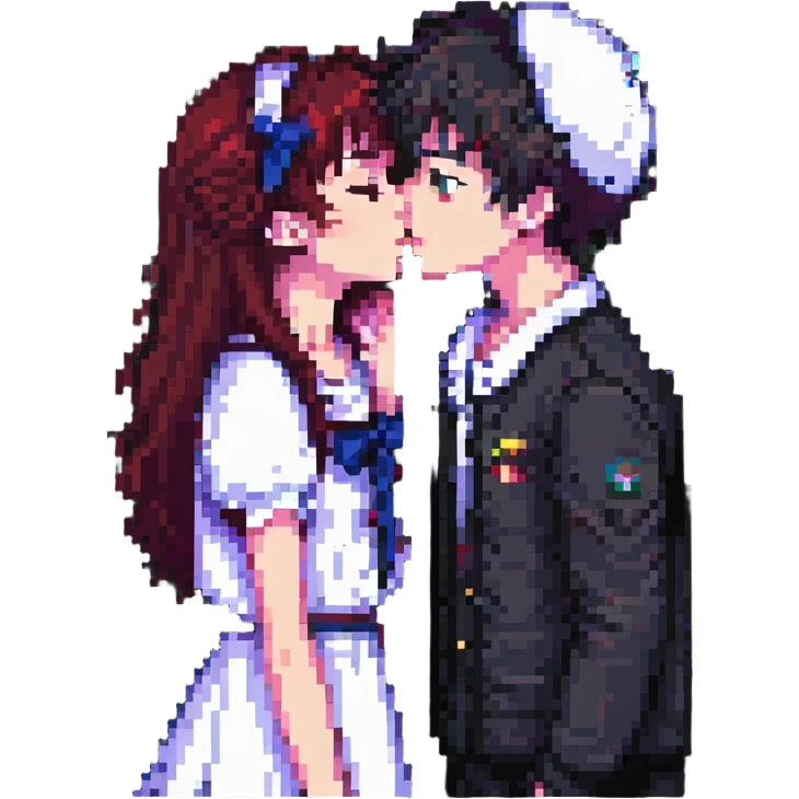 anime girl kissing boy emoji