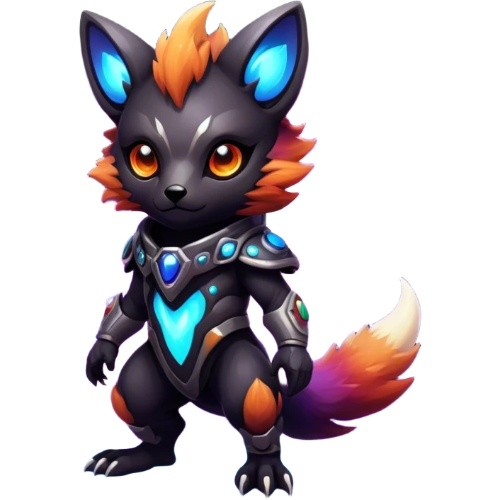 Epic Edgy Cute Colorful Vibrant Dark Nebula Modern Vernid-Protogen-creature-animal, full body emoji