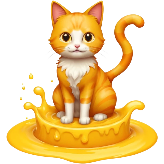 Cat standing on top of yellow liquid emoji