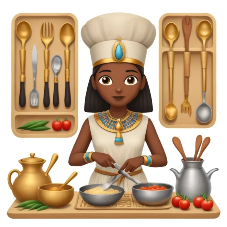 ancient Egyptian cooking scene in hieroglyphic style emoji
