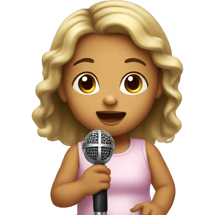 baby girl singing with a mic emoji