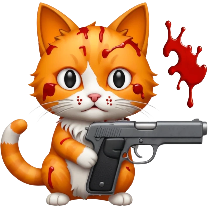 A cat with a gun with blood emoji