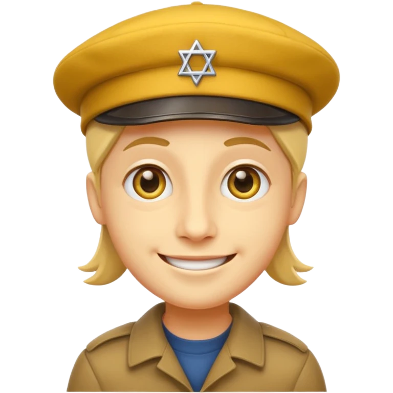 Smile face klasyczny ten żółty, klasyczna emotka messengerowa, lecz z pejsami i beretem żydowskim  emoji