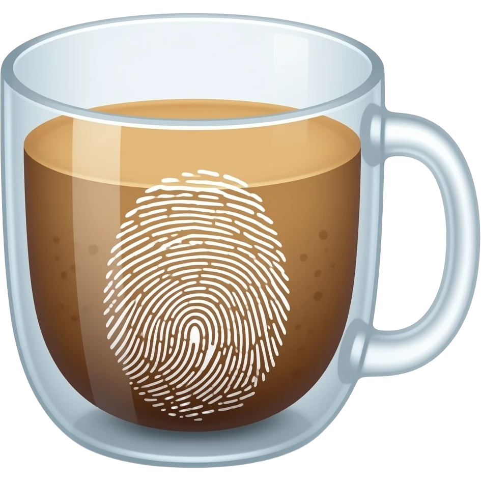 Tasse mit fingerprintGlas mit  Tupfen emoji