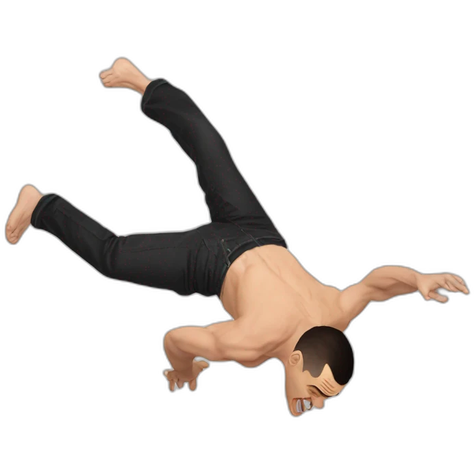 Steve-O doing a backflip over a baby emoji
