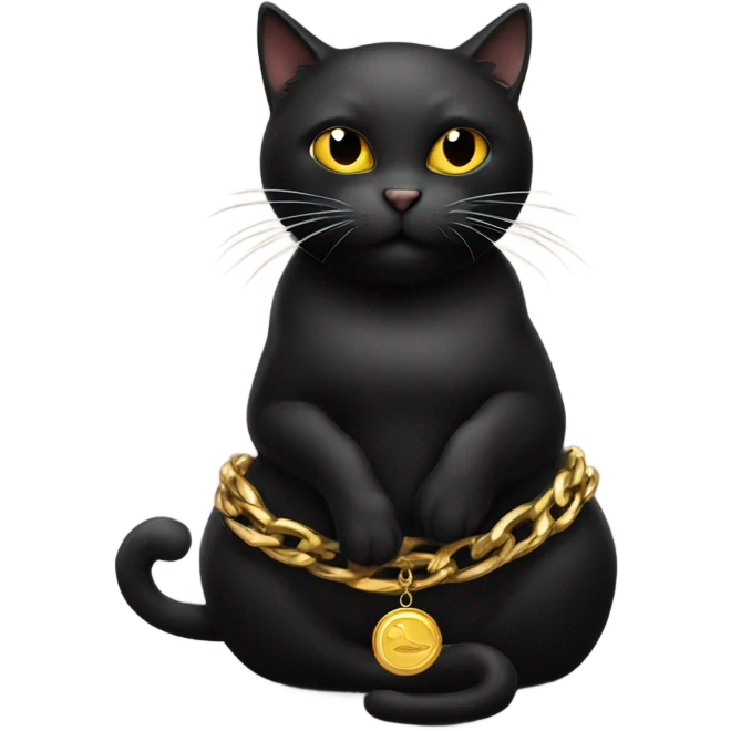 black cat smoking a cigar with a gold chain on  emoji