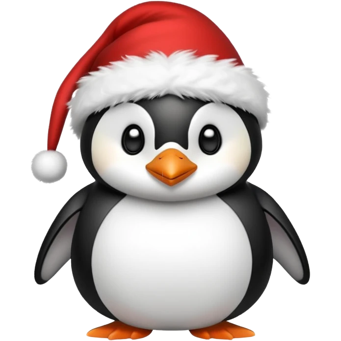 penguin wearing red hat of santa claus emoji